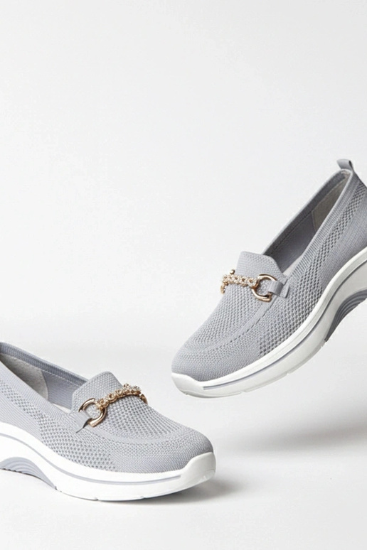 Szare wsuwane materiałowe tenisówki z...