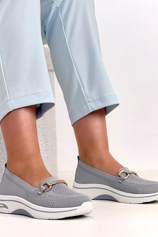 Szare wsuwane materiałowe tenisówki z...