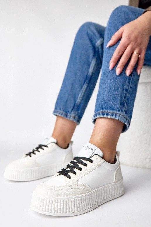 Biało-Czarne sneakersy na platformie...