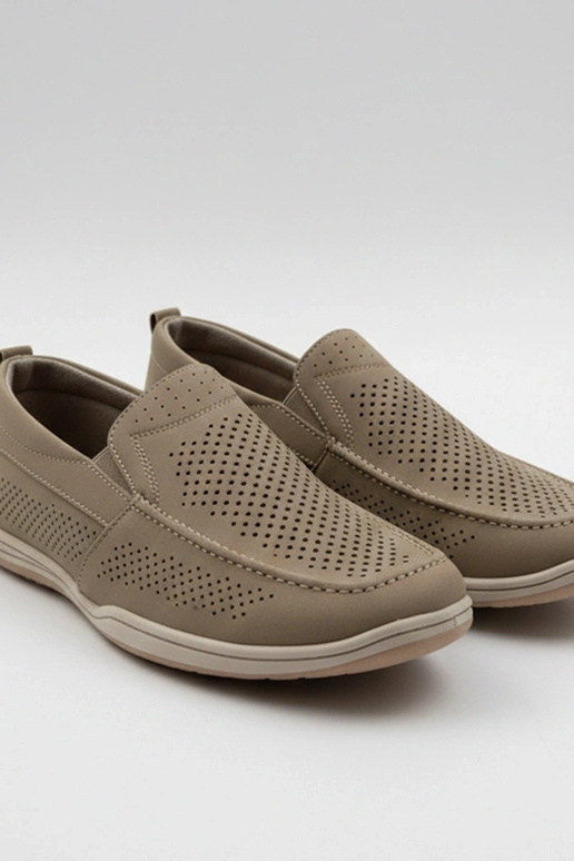 Brązowe mokasyny męskie perforowane Finn