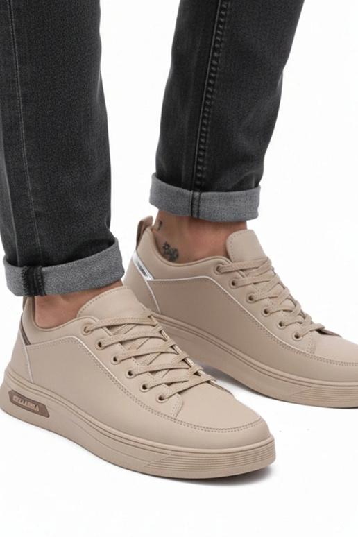 Beżowe męskie sneakersy z...