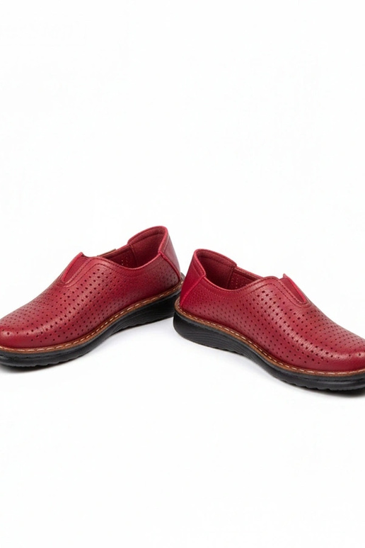 Bordowe ażurowe wsuwane półbuty Rosa