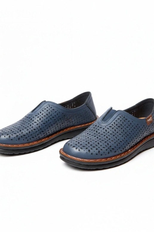 Granatowe ażurowe wsuwane półbuty Rosa