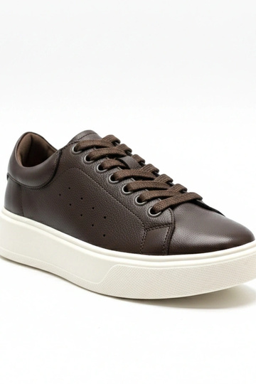 Brązowe Skórzane Sneakersy Na Platformie Cambell
