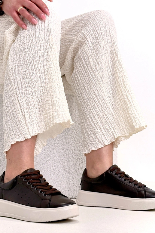 Brązowe Skórzane Sneakersy Na...