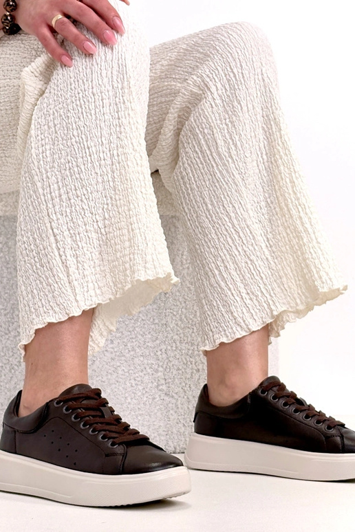 Brązowe Skórzane Sneakersy Na...