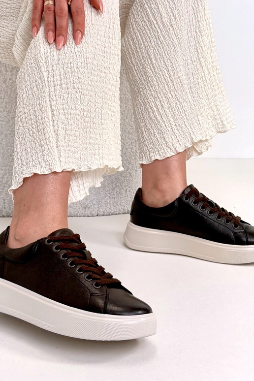 Brązowe Skórzane Sneakersy Na...