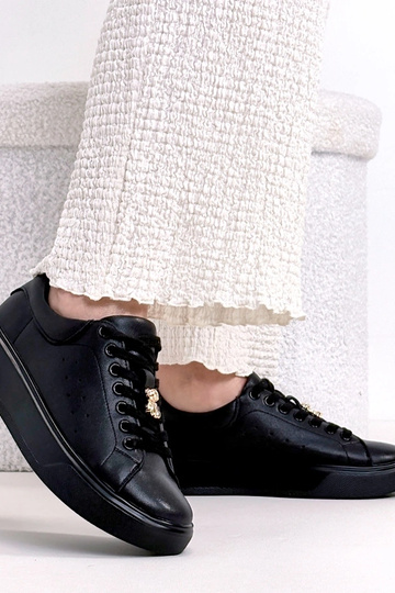 Czarne Skórzane Sneakersy Na Platformie Cambell