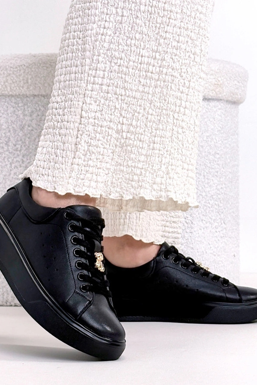 Czarne Skórzane Sneakersy Na...