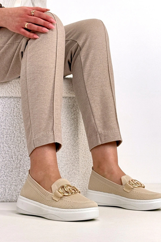 Beżowe Wsuwane Materiałowe Tenisówki...