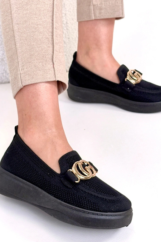 Czarne Wsuwane Materiałowe Tenisówki...