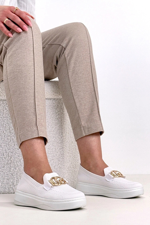 Białe Wsuwane Materiałowe Tenisówki Z...