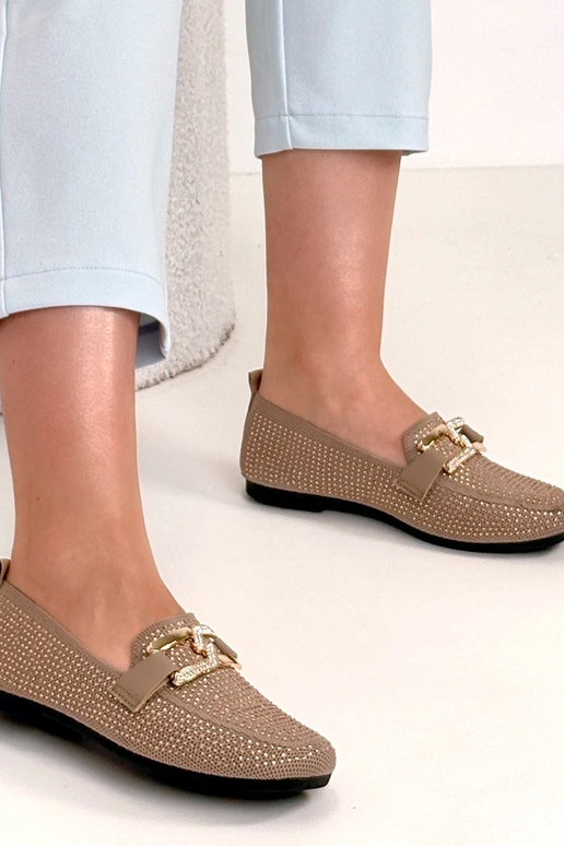 Brązowe Mokasyny Zdobione Cyrkoniami...