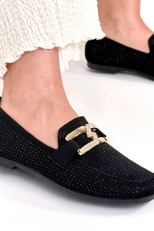 Czarne Mokasyny Zdobione Cyrkoniami...