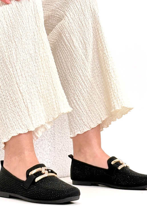 Czarne Mokasyny Zdobione Cyrkoniami...