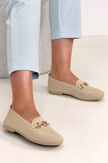 Beżowe Materiałowe Mokasyny... 2