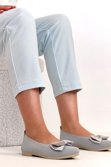 Szare Materiałowe Balerinki...