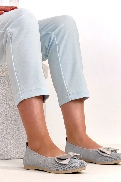 Szare Materiałowe Balerinki Z Kokardą...