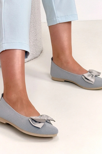 Szare Materiałowe Balerinki... 2