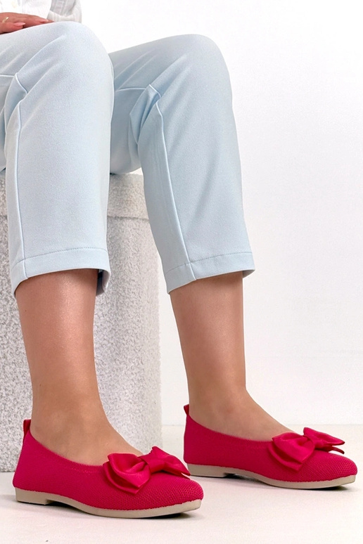 Różowe Materiałowe Balerinki Z...