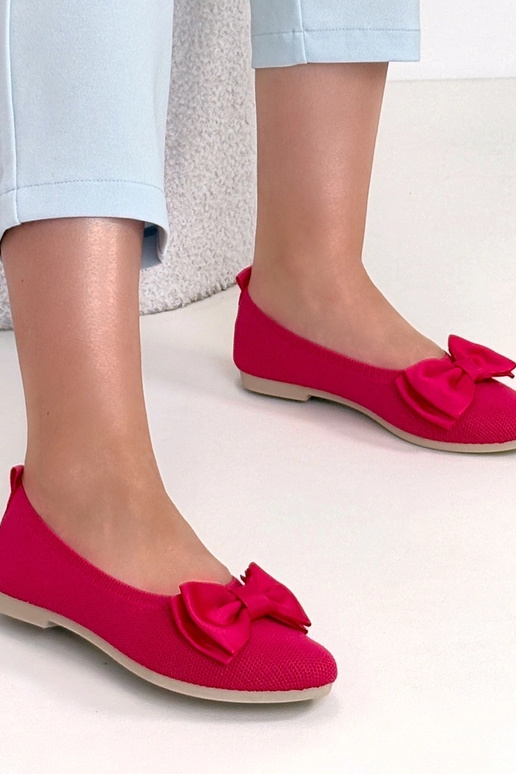 Różowe Materiałowe Balerinki Z...