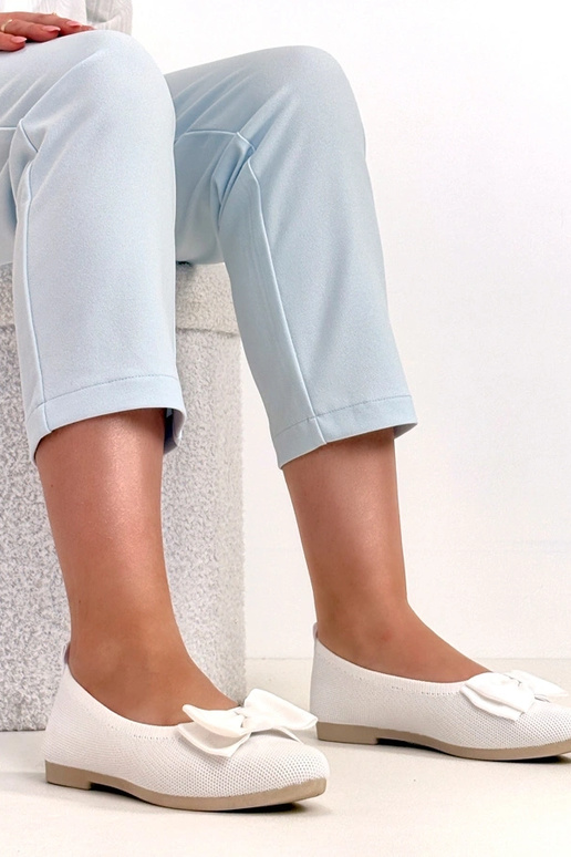 Białe Materiałowe Balerinki Z Kokardą...