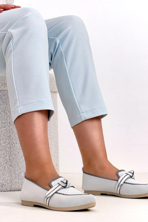 Białe Materiałowe Balerinki Z...