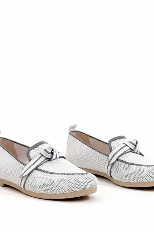 Białe Materiałowe Balerinki Z...