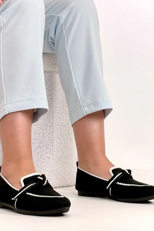 Czarne Materiałowe Balerinki Z...