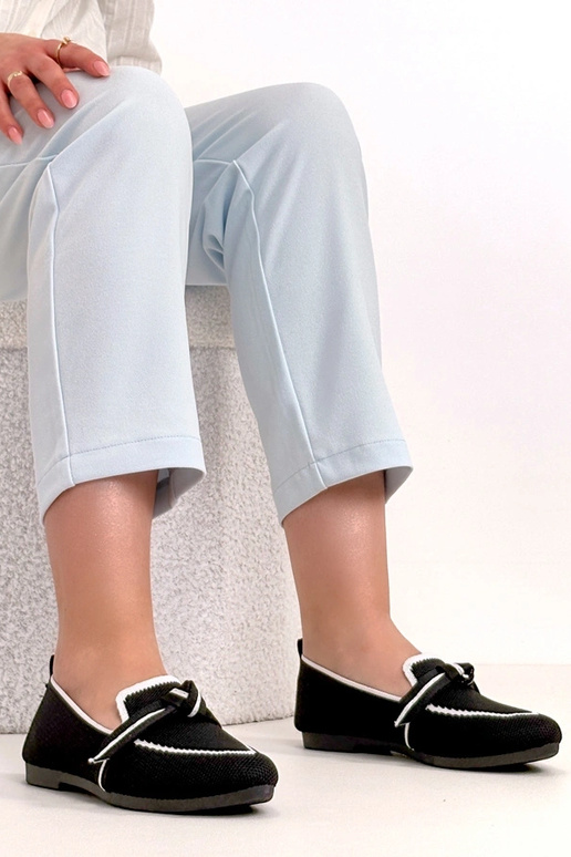 Czarne Materiałowe Balerinki Z...