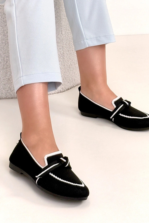 Czarne Materiałowe Balerinki Z...