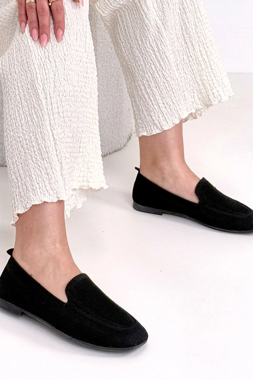 Czarne Materiałowe Mokasyny Addison