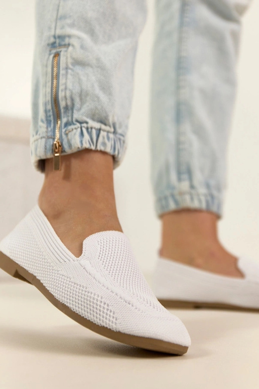 Białe Materiałowe Mokasyny Addison