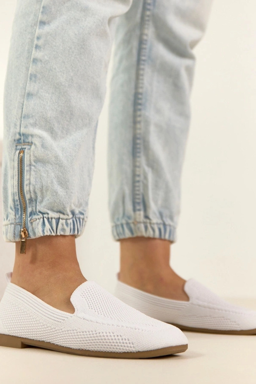 Białe Materiałowe Mokasyny Addison