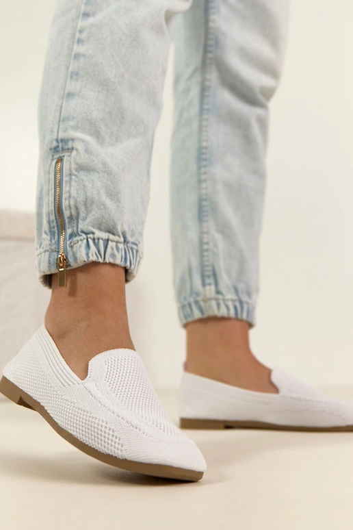 Białe Materiałowe Mokasyny Addison