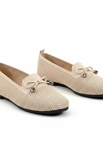 Beżowe Materiałowe Mokasyny...