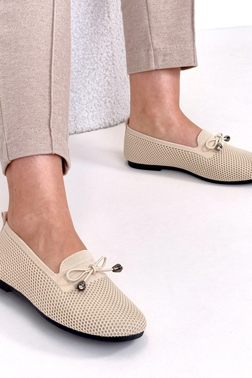 Beżowe Materiałowe Mokasyny... 2