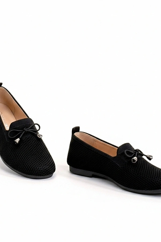 Czarne Materiałowe Mokasyny Z...