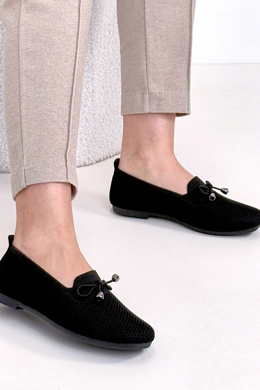 Czarne Materiałowe Mokasyny Z...