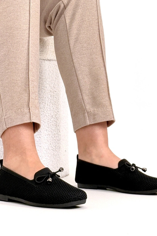 Czarne Materiałowe Mokasyny Z...