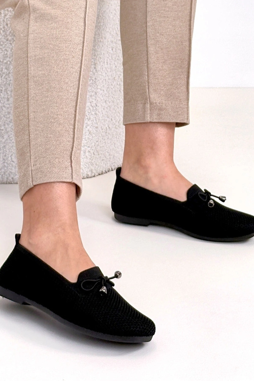 Czarne Materiałowe Mokasyny Z...