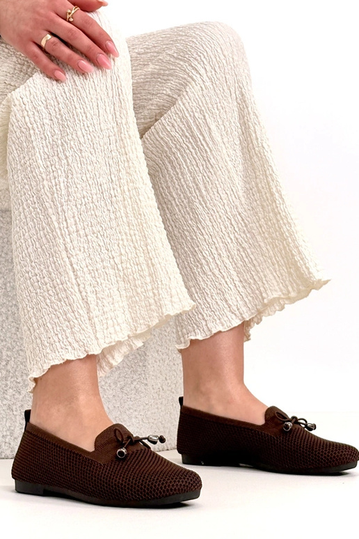 Brązowe Materiałowe Mokasyny Z...