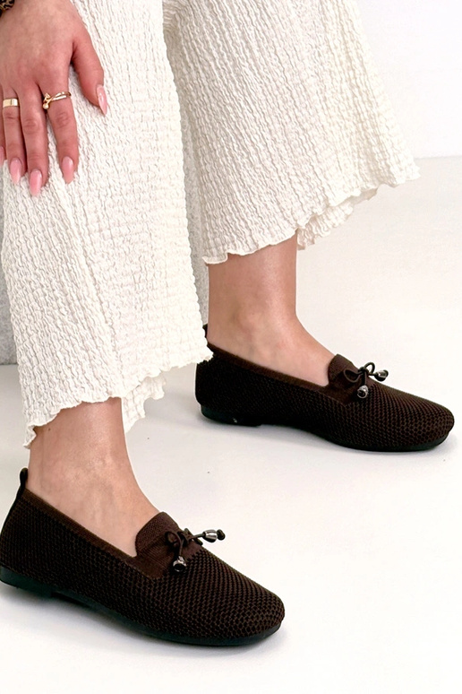 Brązowe Materiałowe Mokasyny Z...