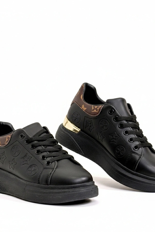 Czarne Sneakersy Zdobione Tłoczeniem...