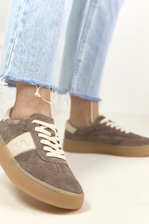 Ciemnobrązowe Skórzane Sneakersy Na...