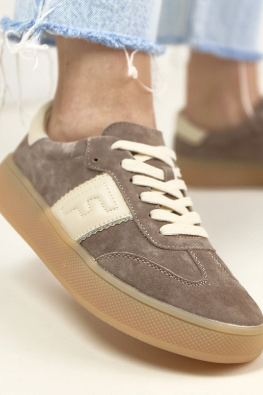 Ciemnobrązowe Skórzane Sneakersy Na...