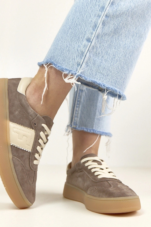 Ciemnobrązowe Skórzane Sneakersy Na...