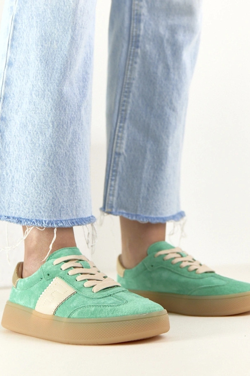 Zielone Skórzane Sneakersy Na...