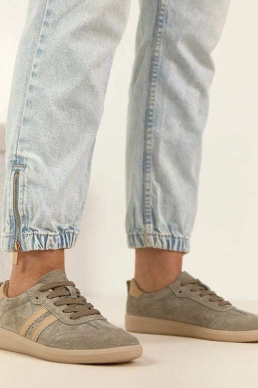 Khaki Skórzane Sneakersy Filippo