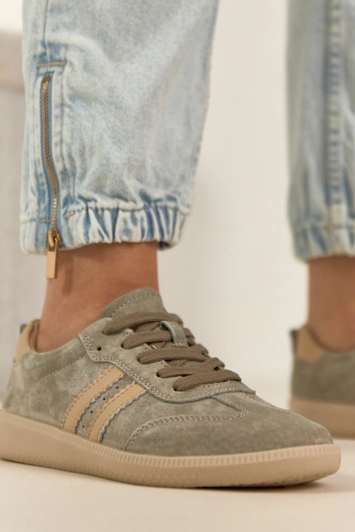 Khaki Skórzane Sneakersy Filippo